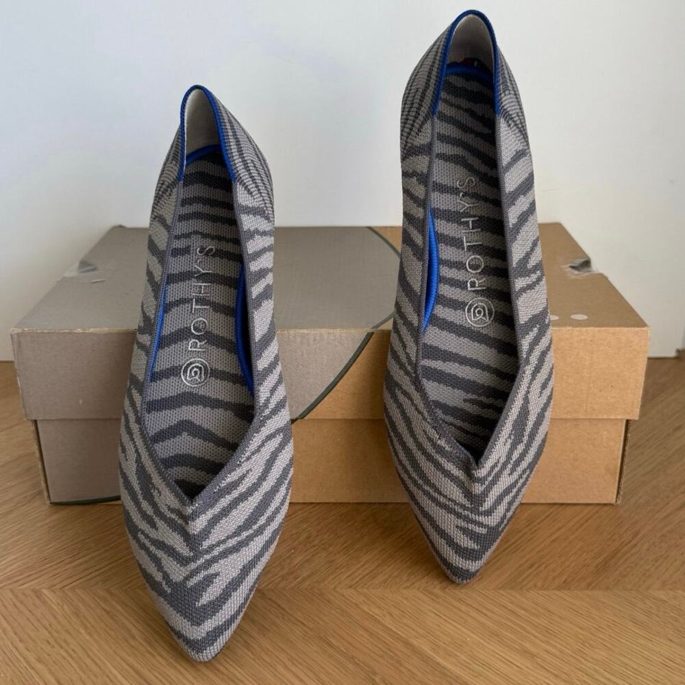 Rothy’s The Point Grey/Zebra Women Slip On Flats - SZ 8.5